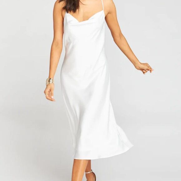 Show Me Your MuMu Verona Cowl Dress Medium Ivory Luxe Satin White NWT - Picture 10 of 10